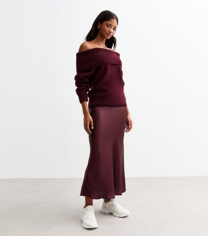 Burgundy Satin Midi Skirt
						
						Add to Saved Items
						Remove from Saved Items | New Look (UK)