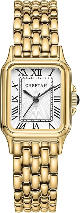 CHEETAH Gold Watches for Women with Vintage Rectangular Case,26mm Case Diameter,Black Roman Numer... | Amazon (US)