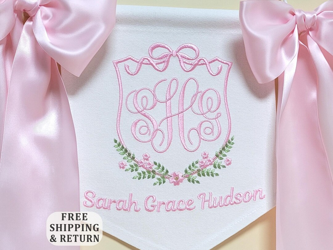 Custom Baby Banner Embroidered Monogram Wall Art, Hospital Birth Announcement Name Sign Banner, B... | Etsy (US)