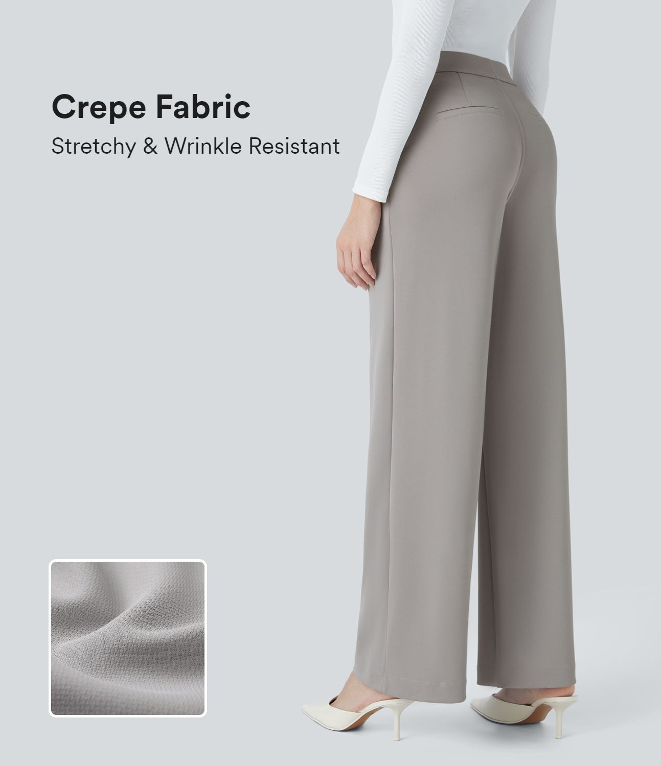 Women’s High Waisted Plicated Side Pocket Straight Leg Crepe Work Pants - Halara | HALARA