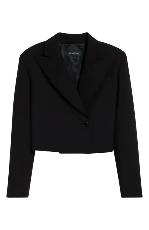 Emporio Armani Cropped Blazer in Solid Black at Nordstrom, Size 2 Us | Nordstrom