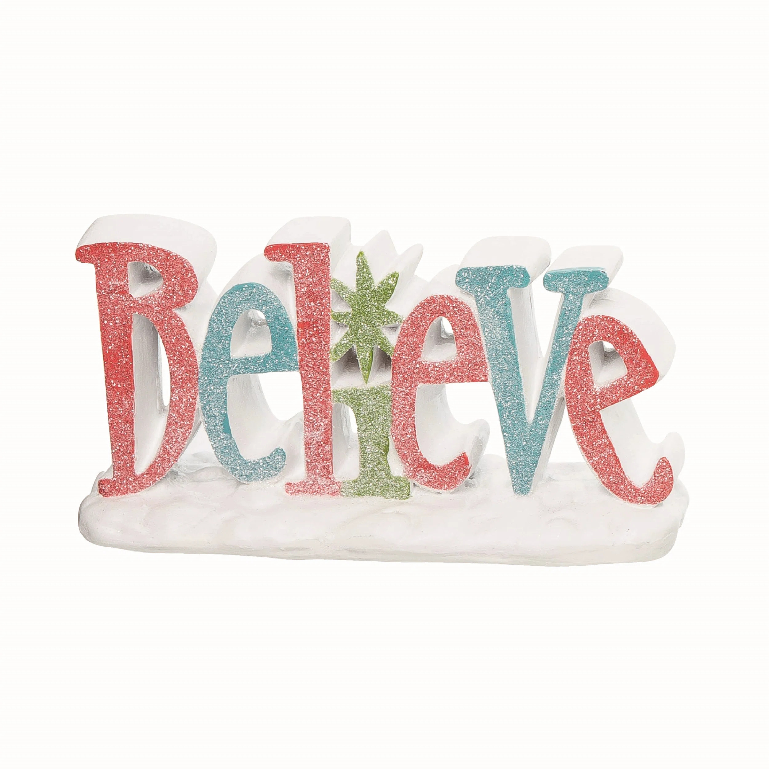 Resin 7 in. Multicolor Christmas Believe Word Decor | Wayfair North America