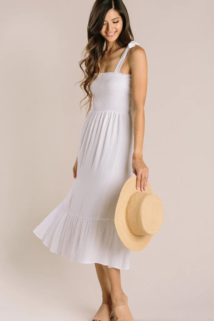 Peyton Tie Strap Smocked Midi Dress | Morning Lavender