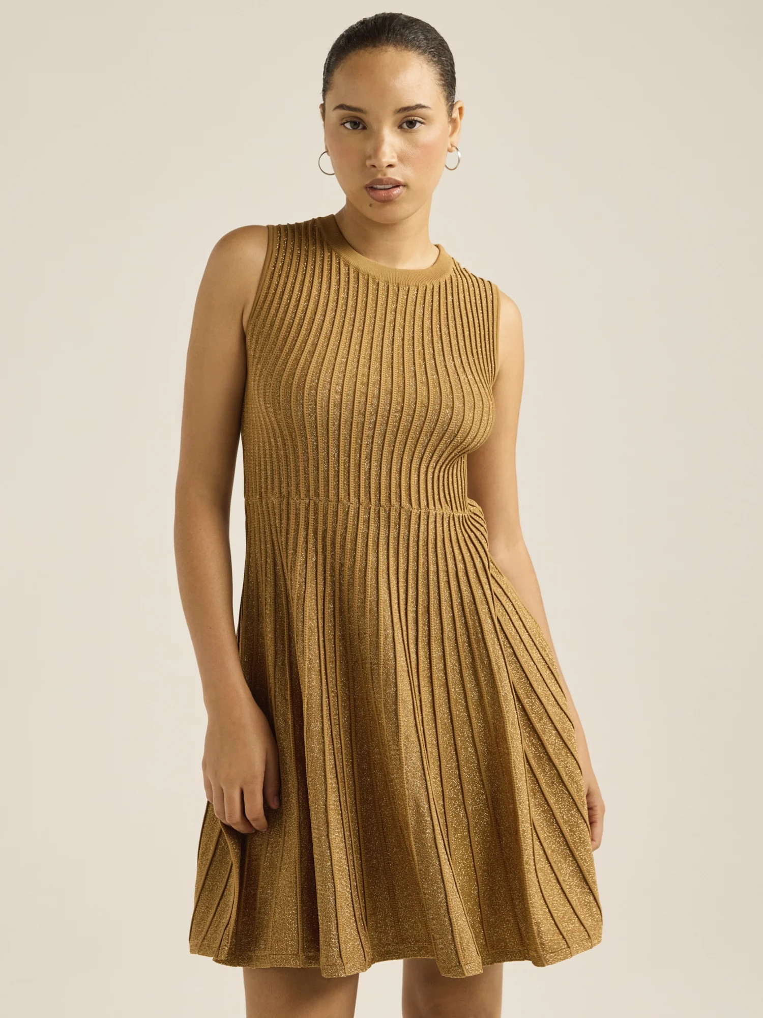 Scoop Women’s & Women's Plus Metallic Knit Mini Flare Dress, Sizes XS-4X | Walmart (US)