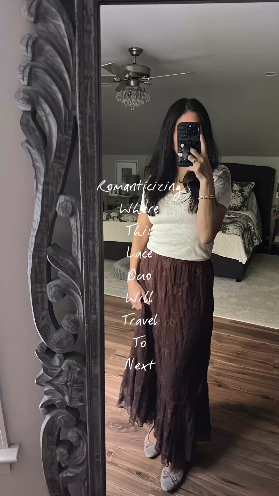 Lace maxi skirt, size small
Lace short sleeve, size small
Rosalee ballet flat, size 9

#LTKootd #LTKSaleAlert #LTKTravel