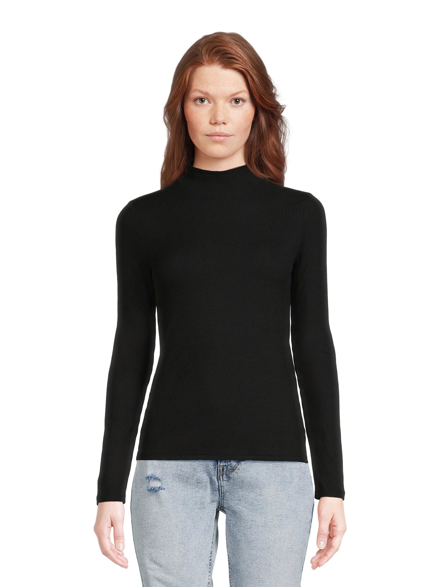 No Boundaries Women's Juniors Long Sleeve Mock Neck Top, Sizes XS-3XL | Walmart (US)