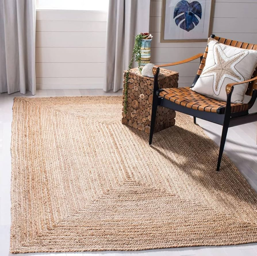 FRELISH DECOR Handwoven Jute Area Rug - 3x5 Feet Natural Yarn - Rustic Vintage Beige Braided Reve... | Amazon (US)