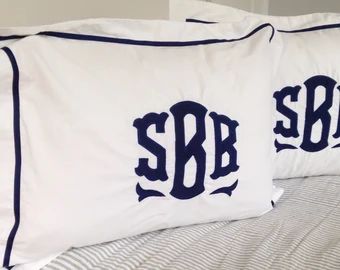 Monogram Applique Bedding / Euro Sham / Duvet / Pillowcase | Etsy (US)
