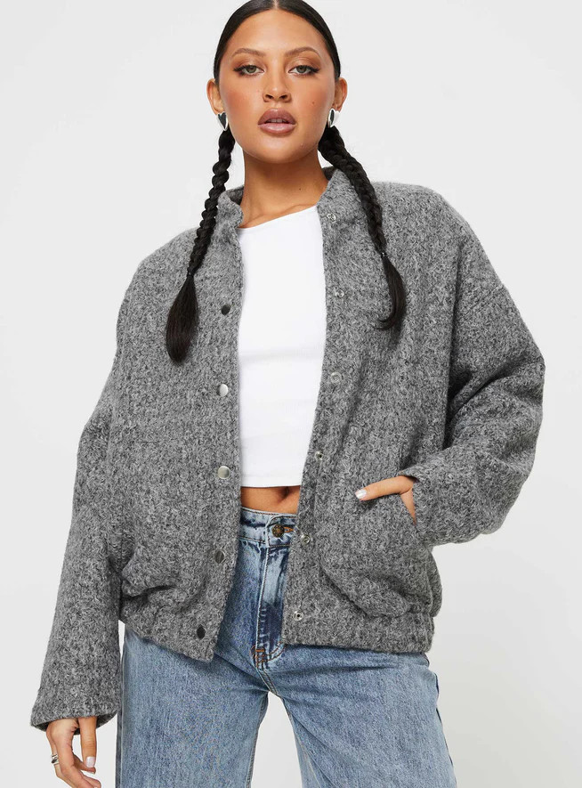 Stillar Bomber Jacket Grey | Princess Polly US