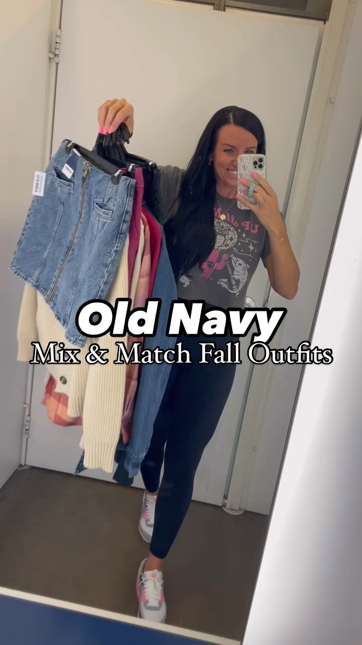Sharing a try on at Old Navy with 8 pieces to mix & match for early fall outfits! 🍂 

Size & fit details: (I’m 5’5” and usually wear a 4/27 for reference.)
•Jean Mini Skirt- I sized down to a 2.
•Snug Long Sleeve Tshirt- color is “oatmeal” and comes in tons of other colors; fits TTS, I’m in a S. 
•Plaid Flannel Boyfriend Tunic- I am in my normal size S
•OG Straight Jeans- fit TTS (I needed a size 4 which they didn’t have so tried on a 6.)
•Red Plush Ribbed Crewneck Tshirt- comes in MANY colors! I get these in my normal size S.
•Berry SoSoft Crewneck Sweater- fits TTS; many colors; thinner sweater perfect for early fall.
•Pink Utility Mini Skirt- also comes in 2 other colors. Fits TTS, I’m in a 4.
•Shaker-Stitch Button up Cardigan- runs oversized. I sized down to an XS.
•Jean Utility Jacket- I sized down one for a more fitted look.
•Ribbed Maxi Skirt- fitted style, TTS or size up to a looser fit.

@oldnavy #oldnavy #oldnavystyle #tryonhaul #dressingroomdiaries #falloutfitideas #falloutfitinspo #ltksalealert #ltkfindsunder50 #ltkseasonal 

#LTKStyleTip #LTKVideo #LTKFindsUnder100