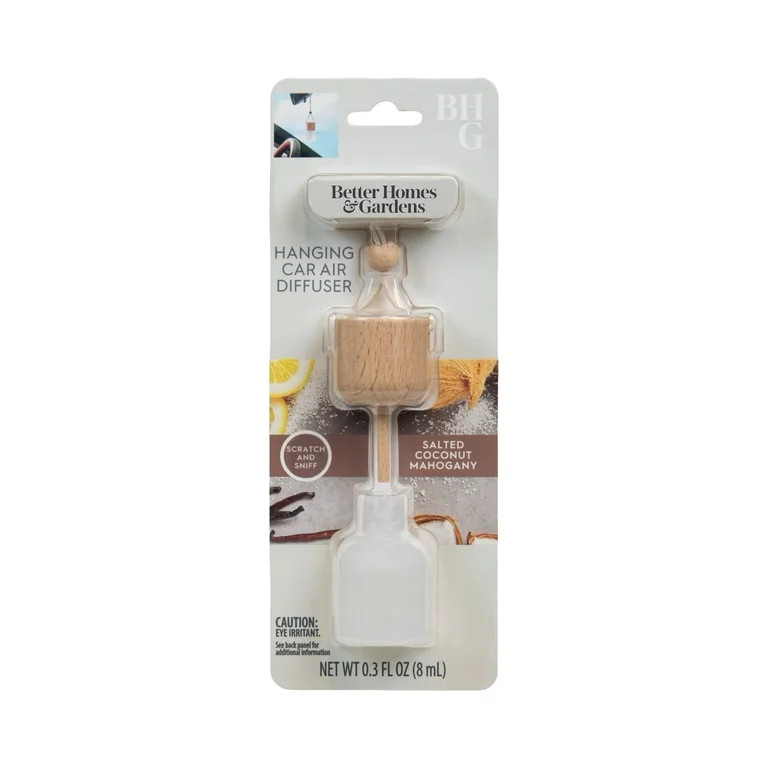 Better Homes & Gardens Salted Coconut Mahogany Scented Hanging Car Diffuser, 0.3 fl (8 ml) | Walmart (US)