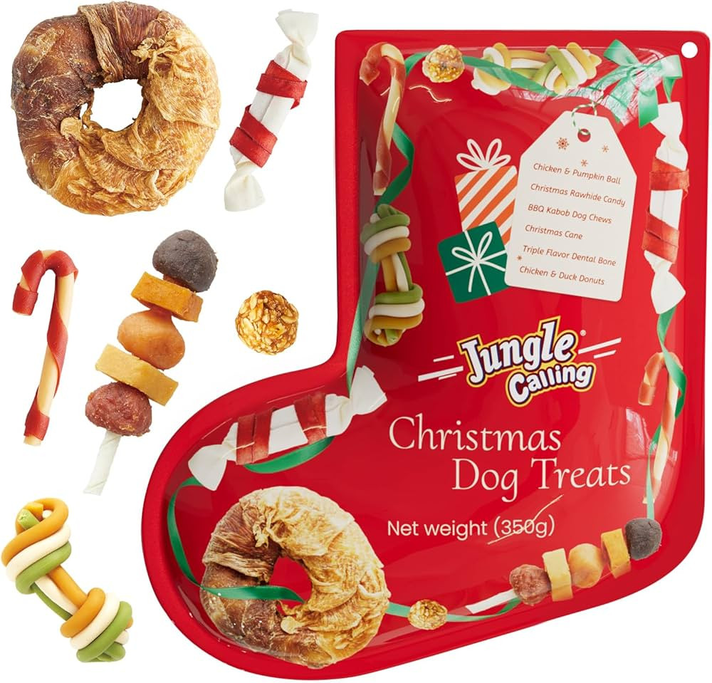 Jungle Calling Christmas Dog Treats, Holiday Chews Variety Pack 20+ Count, Holiday Stocking Xmas ... | Amazon (US)
