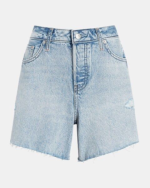 Curvy Mid Rise Covered Button Fly Boyfriend Jean Shorts | Express