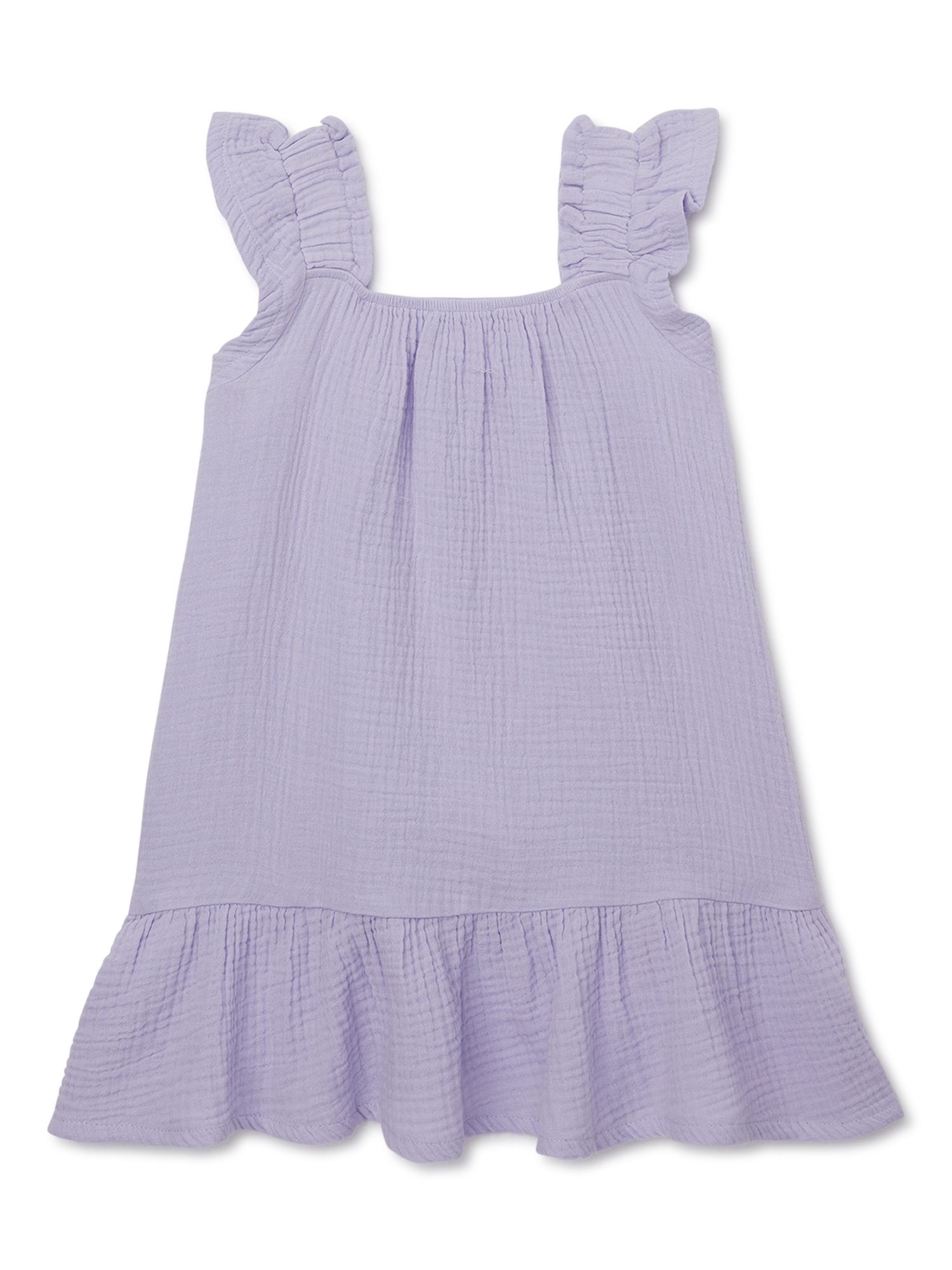 Wonder NationToddler Girl Flutter Sleeve Dress, Sizes 12M-5T | Walmart (US)