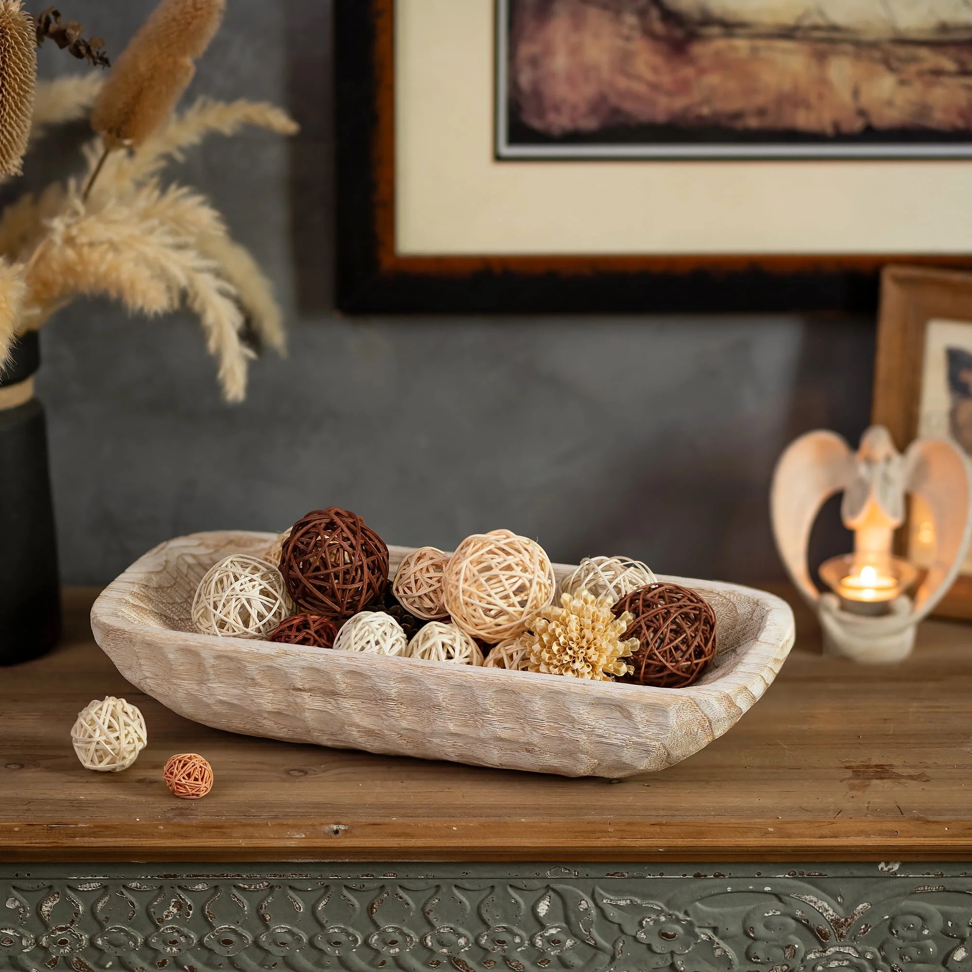 Hanobe Decorative Bowl for Home Decor Table Centerpieces for Dining Room Wooden Dough Bowl Hallow... | Walmart (US)