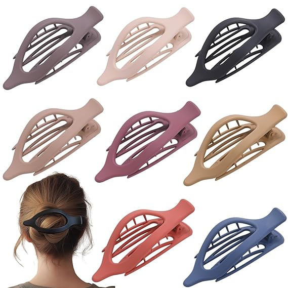 8 Pack Flat Hair Clips for Women,Matte No Crease Flat Claw Clips, Large Strong Hold Barrettes for... | Amazon (US)
