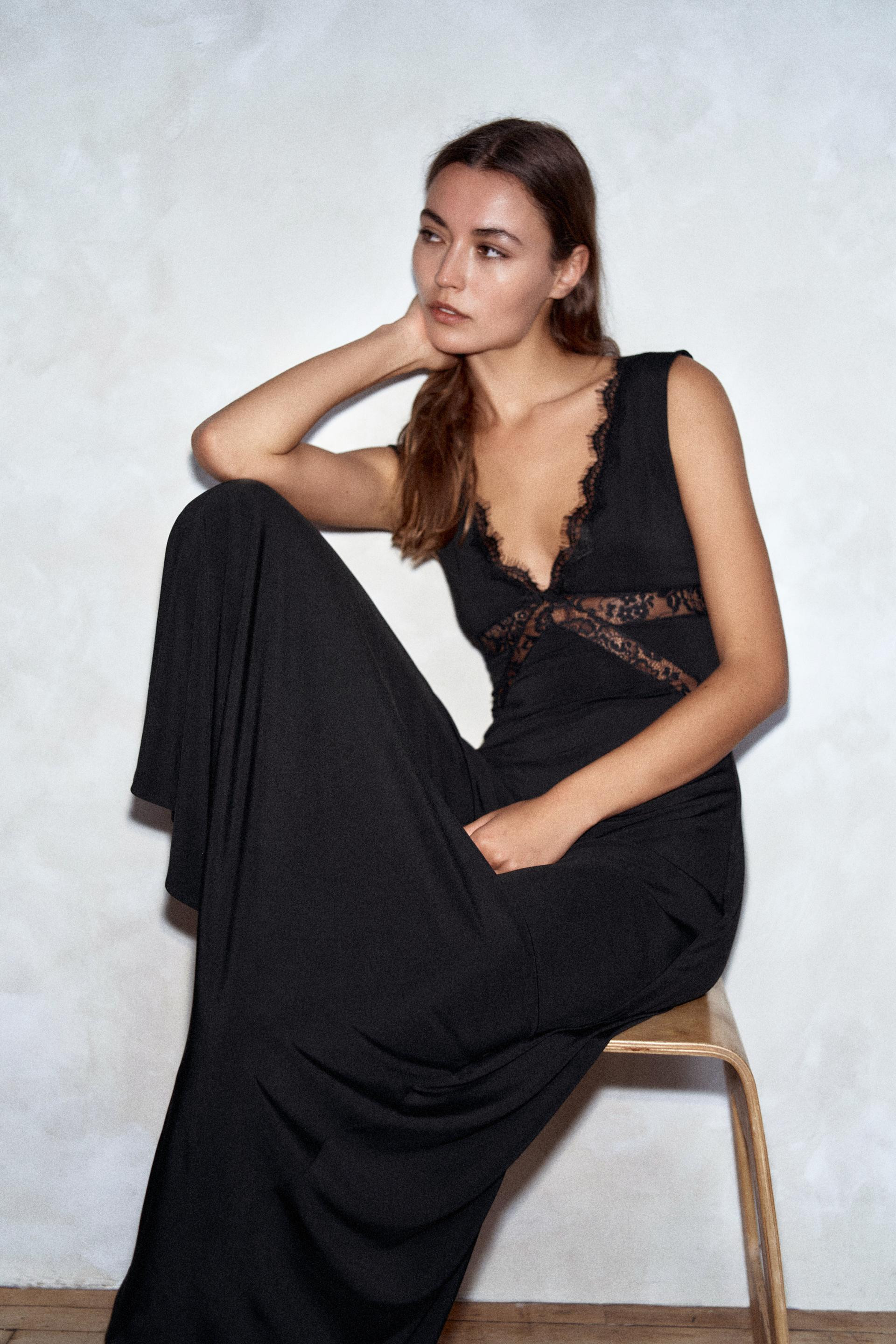 COMBINED STRAPPY LONG DRESS | Zara US