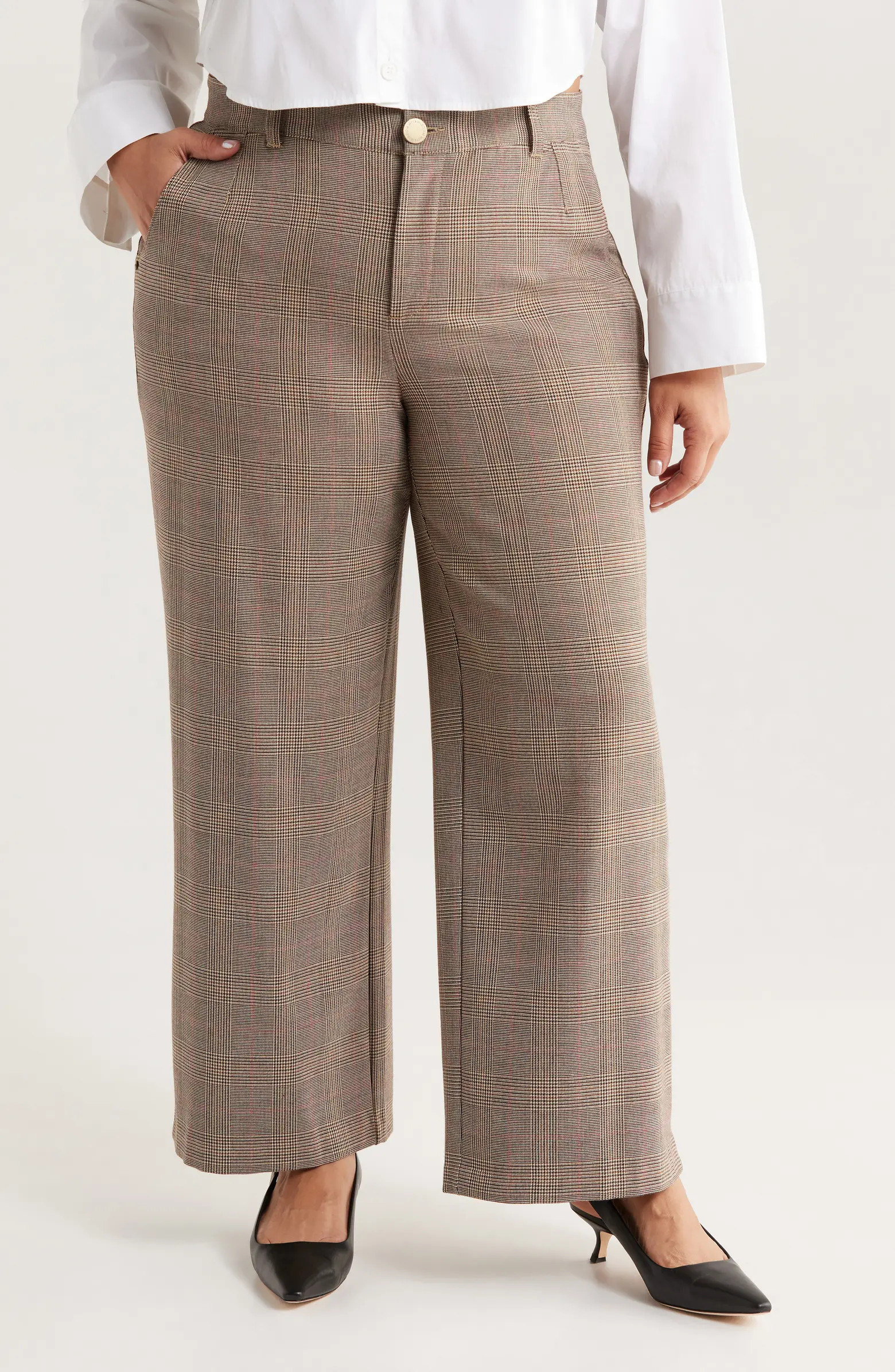 Skyrise Glen Plaid Pleated Wide Leg Trousers | Nordstrom