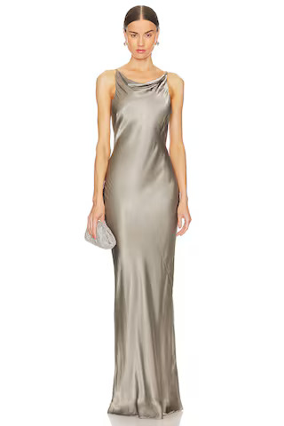La Lune High Neck Cowl Maxi Dress in Sage | Revolve Clothing (Global)
