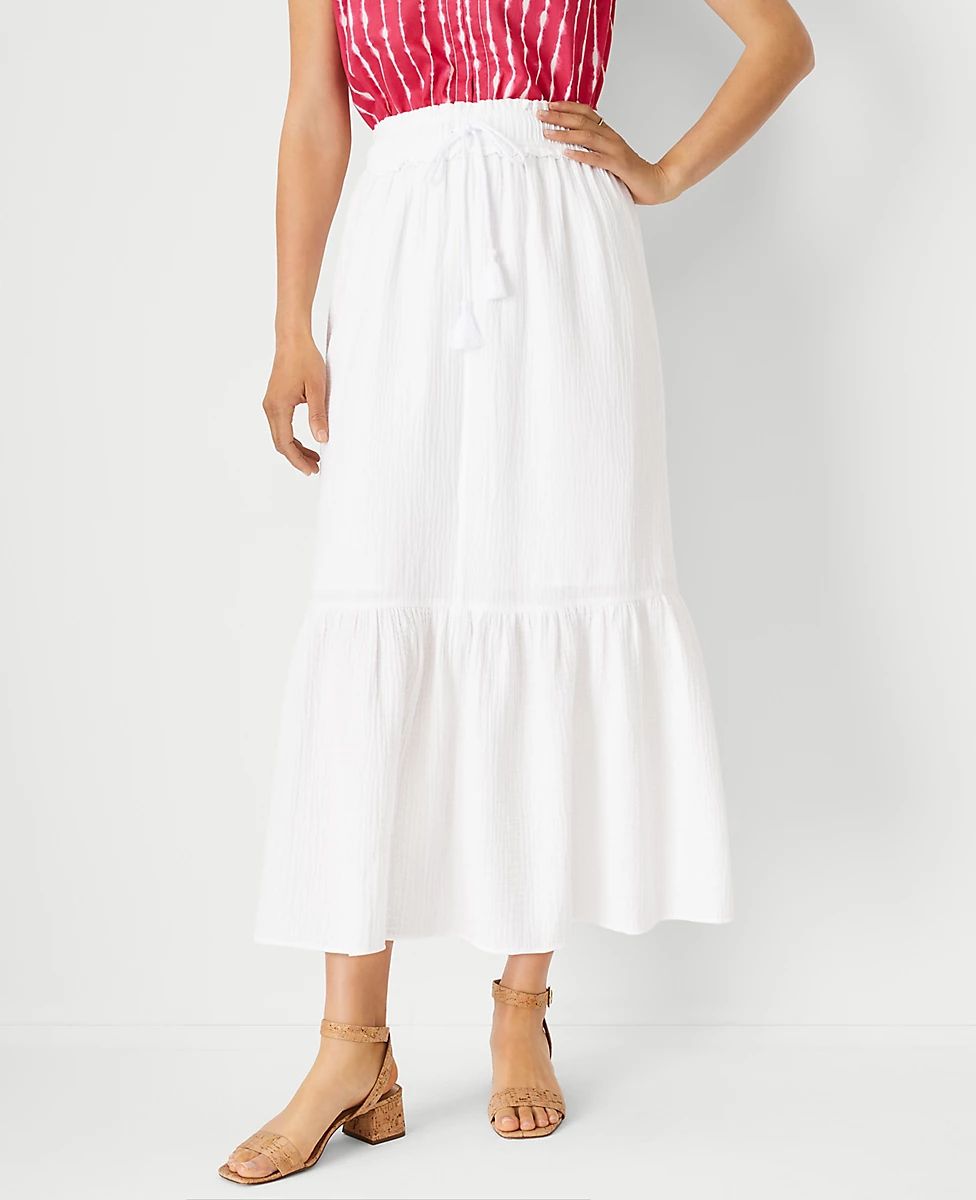 Flounce Drawstring Maxi Skirt | Ann Taylor (US)