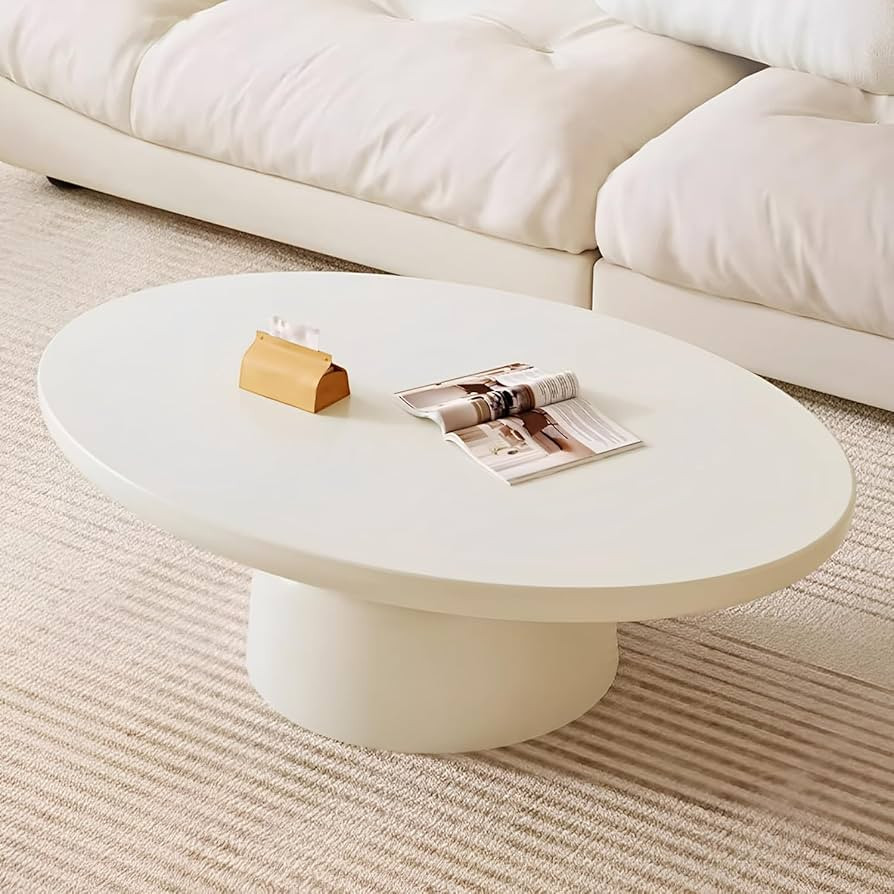 Oval Coffee Table Modern Cute White Coffee Tables Irregular Simple Tea/Center Table for Small Spa... | Amazon (US)