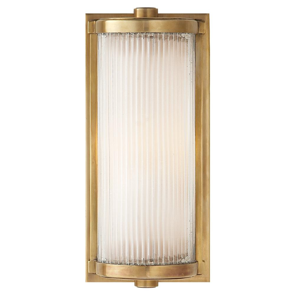 Visual Comfort Dresser Modern Antique Brass Frosted Glass Sconce - Short | Kathy Kuo Home