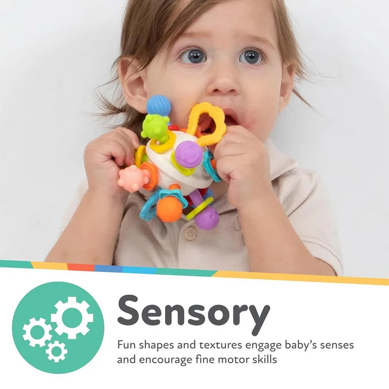 Nuby Textured Twist Ball Baby Teether Infant Toy with Colorful Rattle | Walmart (US)