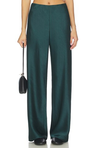 Vince High Waist Fluid Satin Bias Pant in Juniper from Revolve.com | Revolve Clothing (Global)