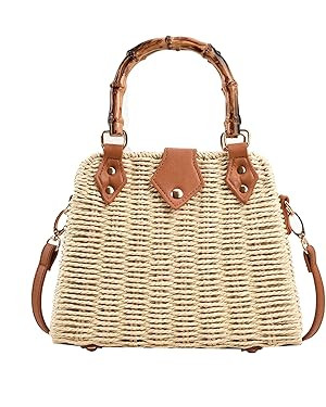 Straw Purses for Women Trendy Summer Woven Tote Bag Straw Basket Crossbody Wicker Purses and Hand... | Amazon (US)