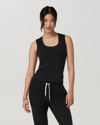 Vuori Halo Essential Scoop Tank Top Long | Solid Black | XXL | Vuori Clothing (US & Canada)