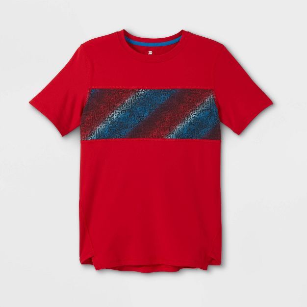 Boys' Short Sleeve Chest Striped T-Shirt - All in Motion™ | Target
