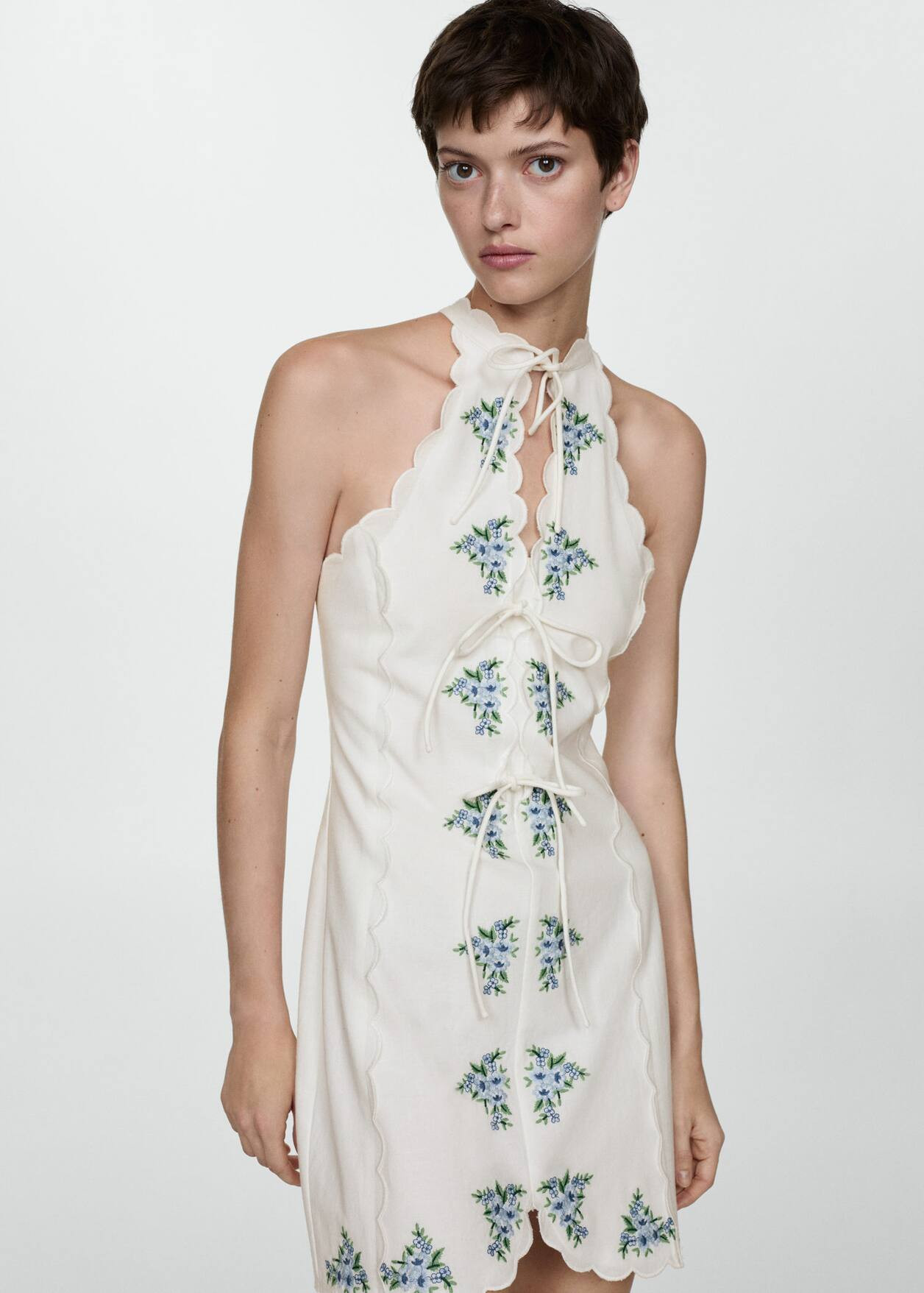 Bow embroidered dress -  Women | Mango USA | MANGO (US)