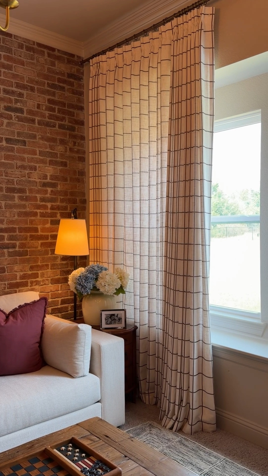 Game room transformation, brick accent wall, cozy game room, living room makeover, family room decor, traditional home decor, transitional home style, neutral sectional, wood coffee table, gallery wall, picture ledge, plaid curtains, brass chandelier, vintage inspired rug, warm home decor, cozy family room, dark wood accents, fall home decor, collected home, home DIY, room makeover, interior design inspiration

#LTKHome #LTKSaleAlert #LTKvlog