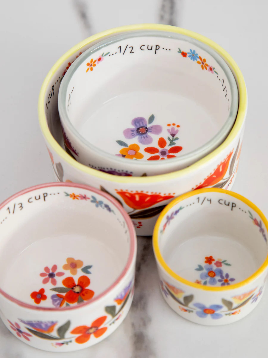 Ceramic Nesting Measuring Cups - Rainbow Floral | Natural Life