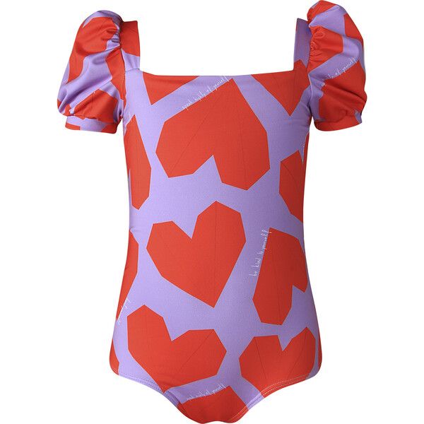 Girls Bubble One Piece Swimsuit, Do It For Yourself Heart - Pepita & Me Swim | Maisonette | Maisonette
