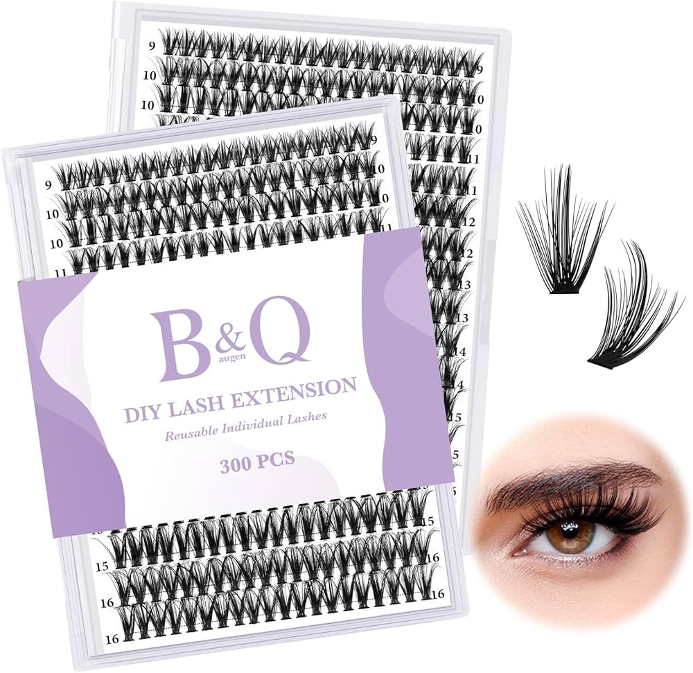 B&Q Manga Lash Clusters DIY Individual Lashes 50D-0.07D-9-16MIX 300 PCS False Eyelash Cluster Man... | Amazon (US)