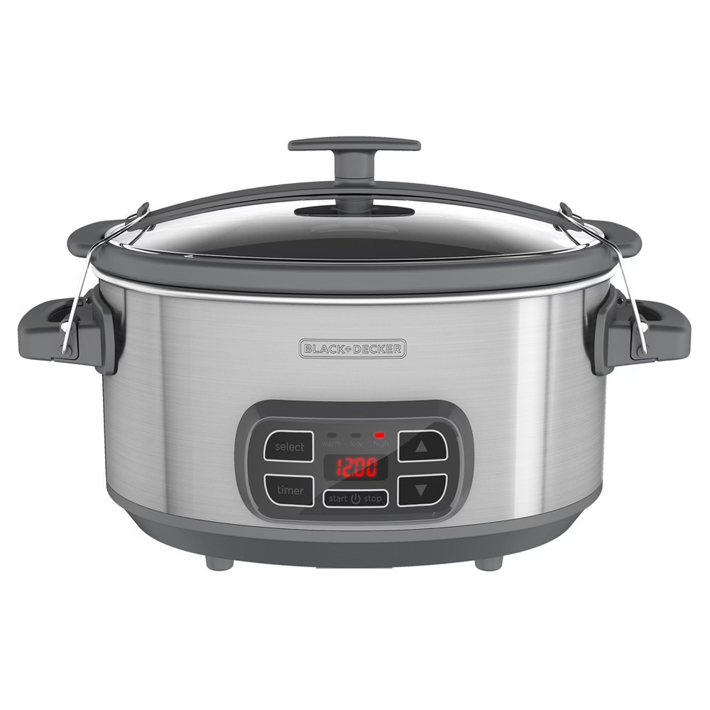 BLACK+DECKER 7qt Locking Lid Digital Slow Cooker - Silver SCD1007 | Target