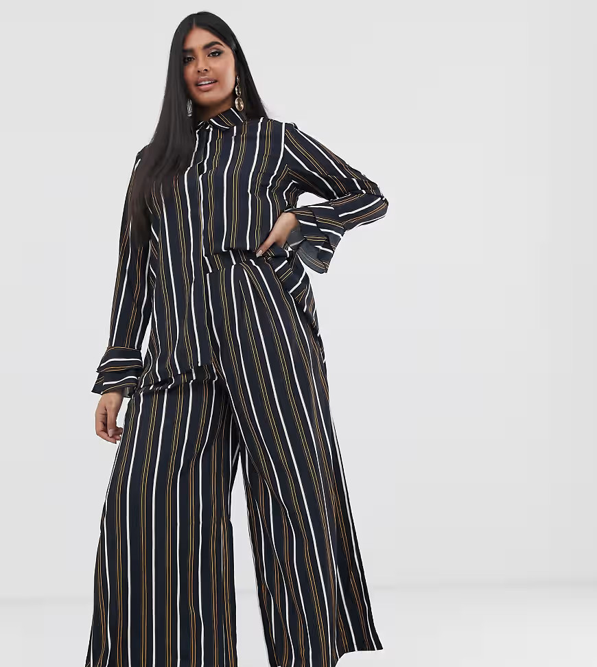 Verona Curve wide leg pants two-piece in multi stripe | ASOS (Global)