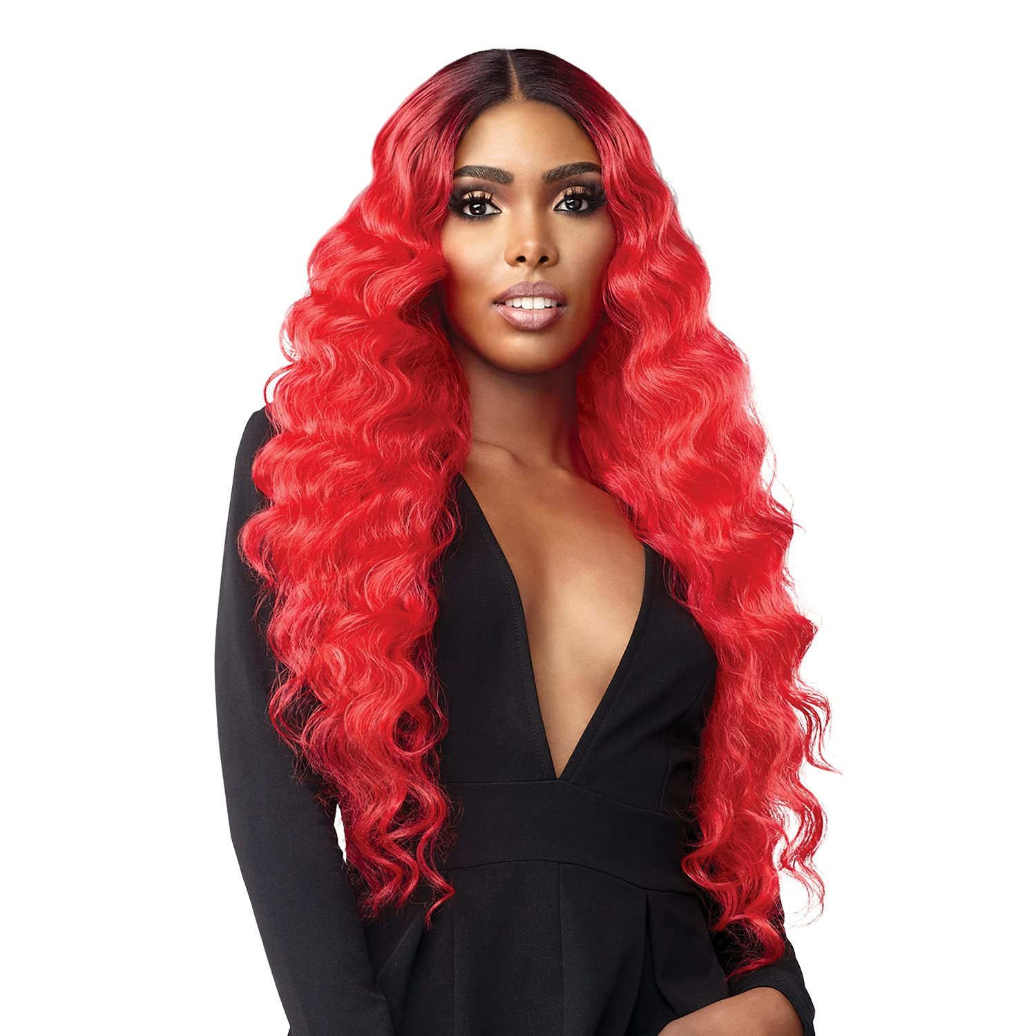 Sensationnel Vice Lace Front Wigs - Unit 5 5 Inch Deep Part Synthetic Preplucked Hairline (1 JETBLACK) | Amazon (US)