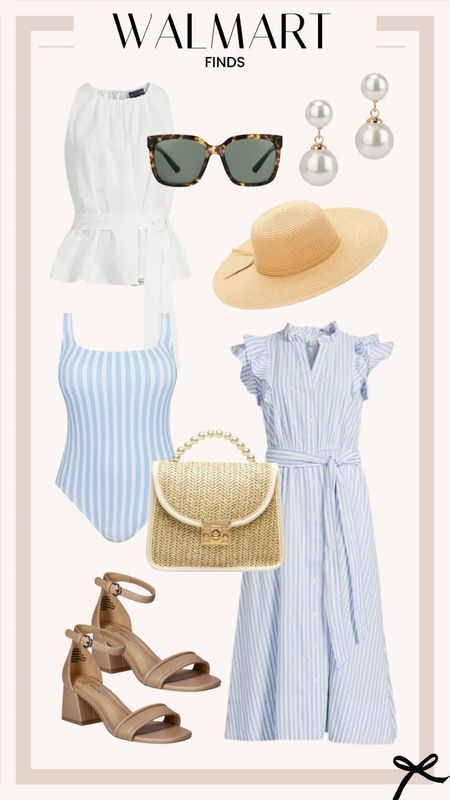 Walmart finds! I love this flutter sleeve midi dress and pearl detail bag. Pair it with these neutral heels and oversized sunglasses for a spring baby shower look. 

#LTKbeauty #LTKstyletip #LTKSeasonal