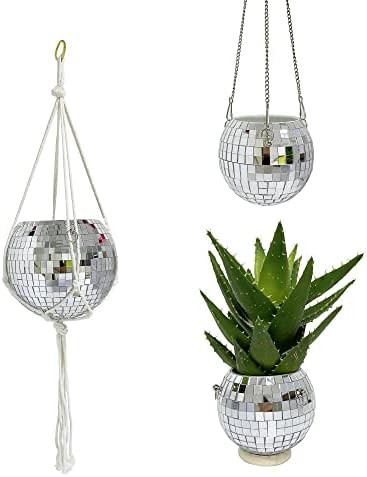 VOELIGT Disco Ball Planter 6 inch Mirror Disco Ball Plant Hanger with Chain Mini Plant Hangers In... | Amazon (US)