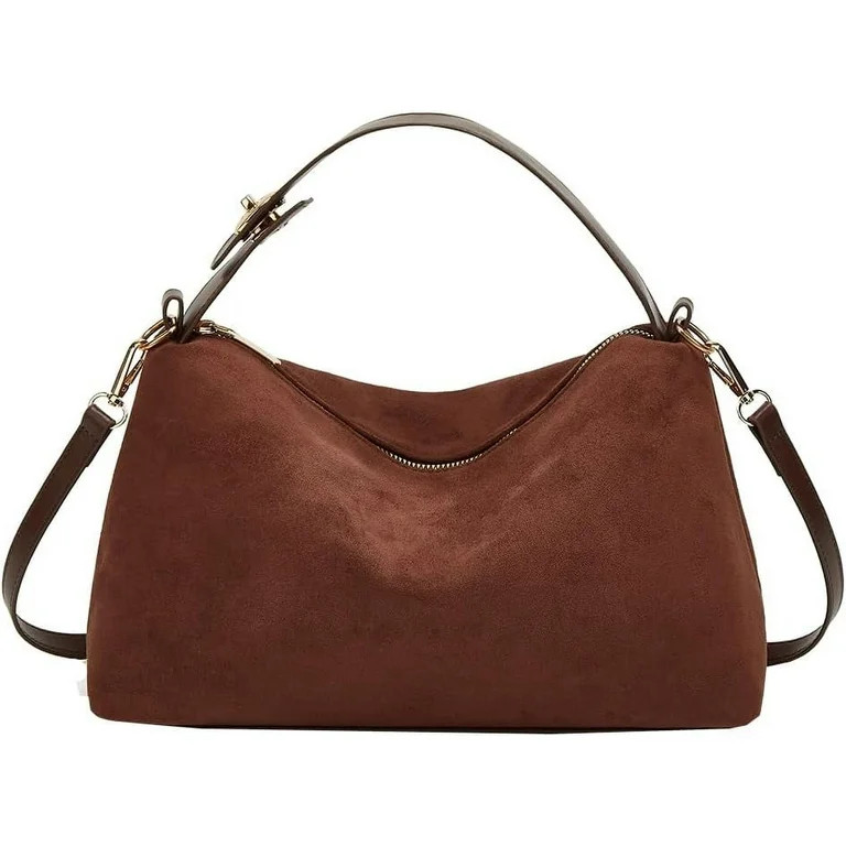 Suede Bag Slouchy Shoulder Bag for Women Crescent Satchel Crossbody Purse Brown Suede Bag Work To... | Walmart (US)