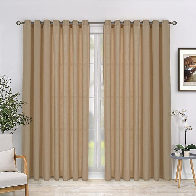 BGment Faux Linen Curtains for Living Room 84 Inch Length 2 Panels Set, Burlap Textured Curtains ... | Amazon (US)