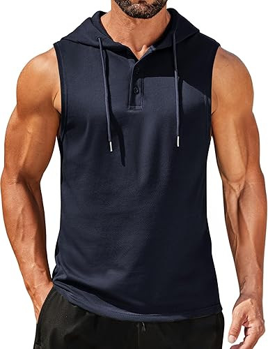 COOFANDY Men's Workout Hooded Tank Tops Sleeveless Gym Hoodies Cotton Muscle Cut Off Shirt Bodybu... | Amazon (US)