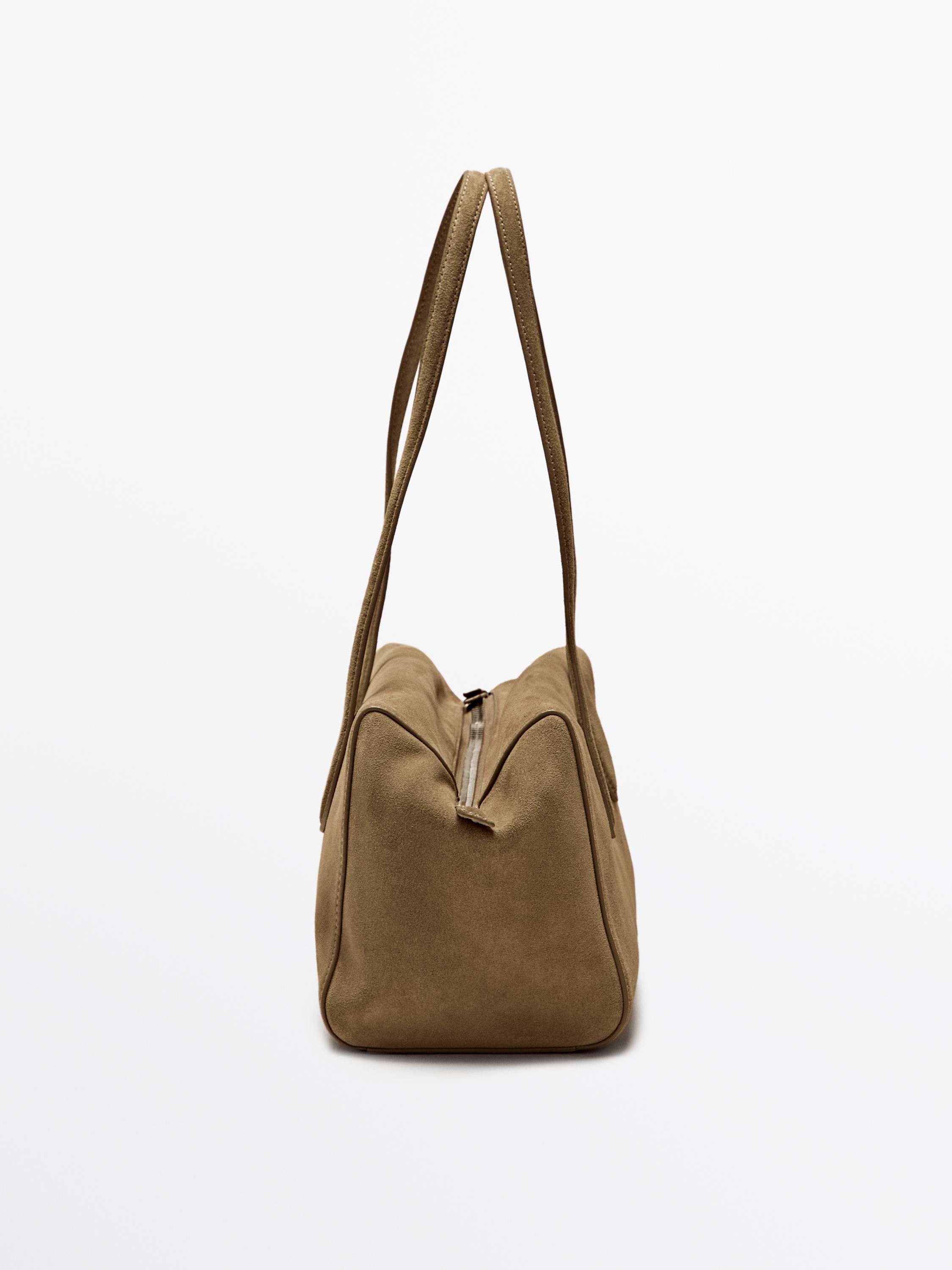 Split suede satchel bag | Massimo Dutti UK