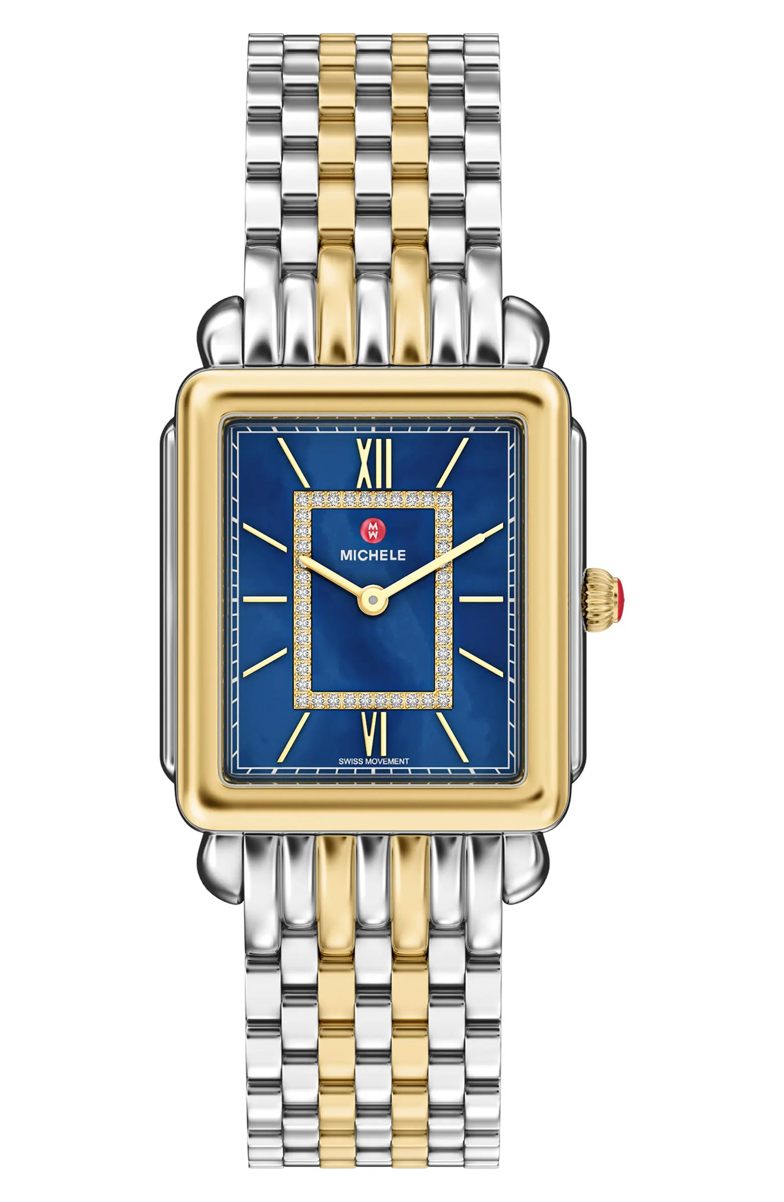 MICHELE Deco II Two-Tone Diamond Bracelet Watch, 32mm | Nordstromrack | Nordstrom Rack