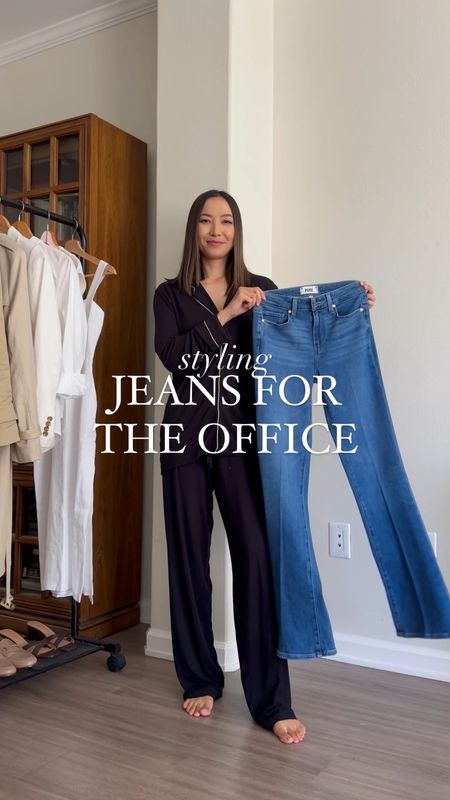 Professional & classic ways to style jeans for the office 

• Paige jeans 25 - (nsale, still in-stock)
• blazer xs 
• white button up xs 
• cashmere crew neck xs (nsale, very few left) 
• heels tts (nsale) 

#LTKworkwear #LTKstyletip #LTKxNSale