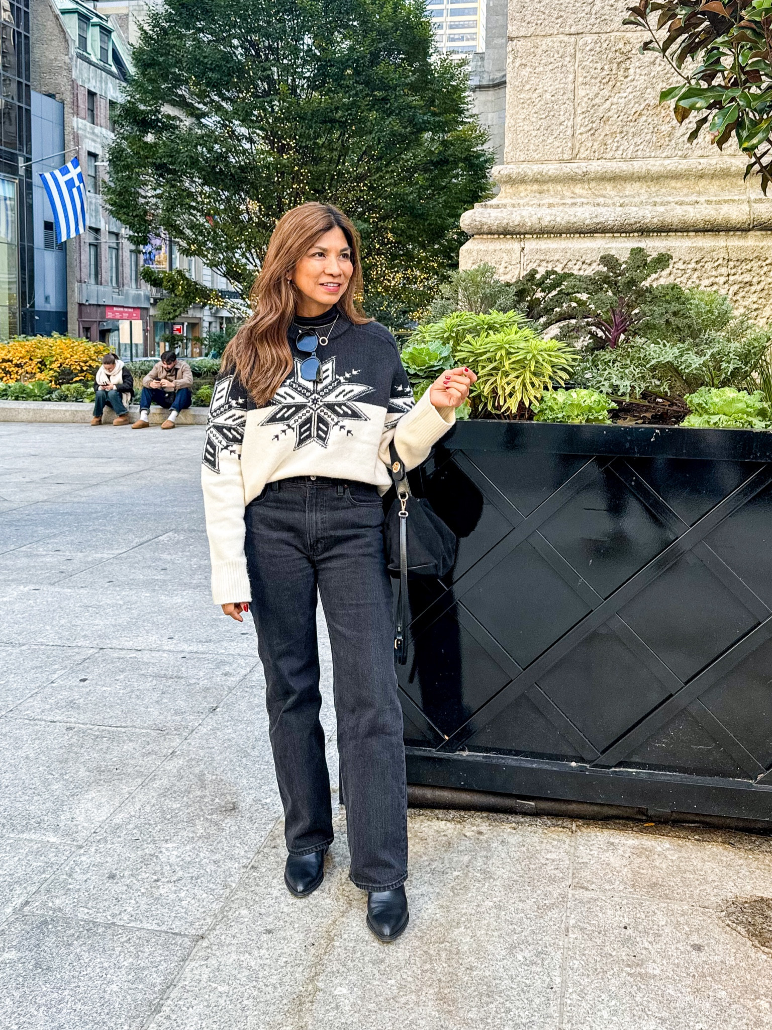 NYC Outfit: 
Sweater in XS(oversized fit)
Jeans fit tts(size 26 in short length). I’m 5’2”. Comes in regular and curve love. I have both. Wearing regular here.
Boots(so comfy for NYC walking) fit tts.
thermal fleece layering  I’m wearing underneath also linked. 


#LTKHoliday #LTKCyberWeek #LTKStyleTip