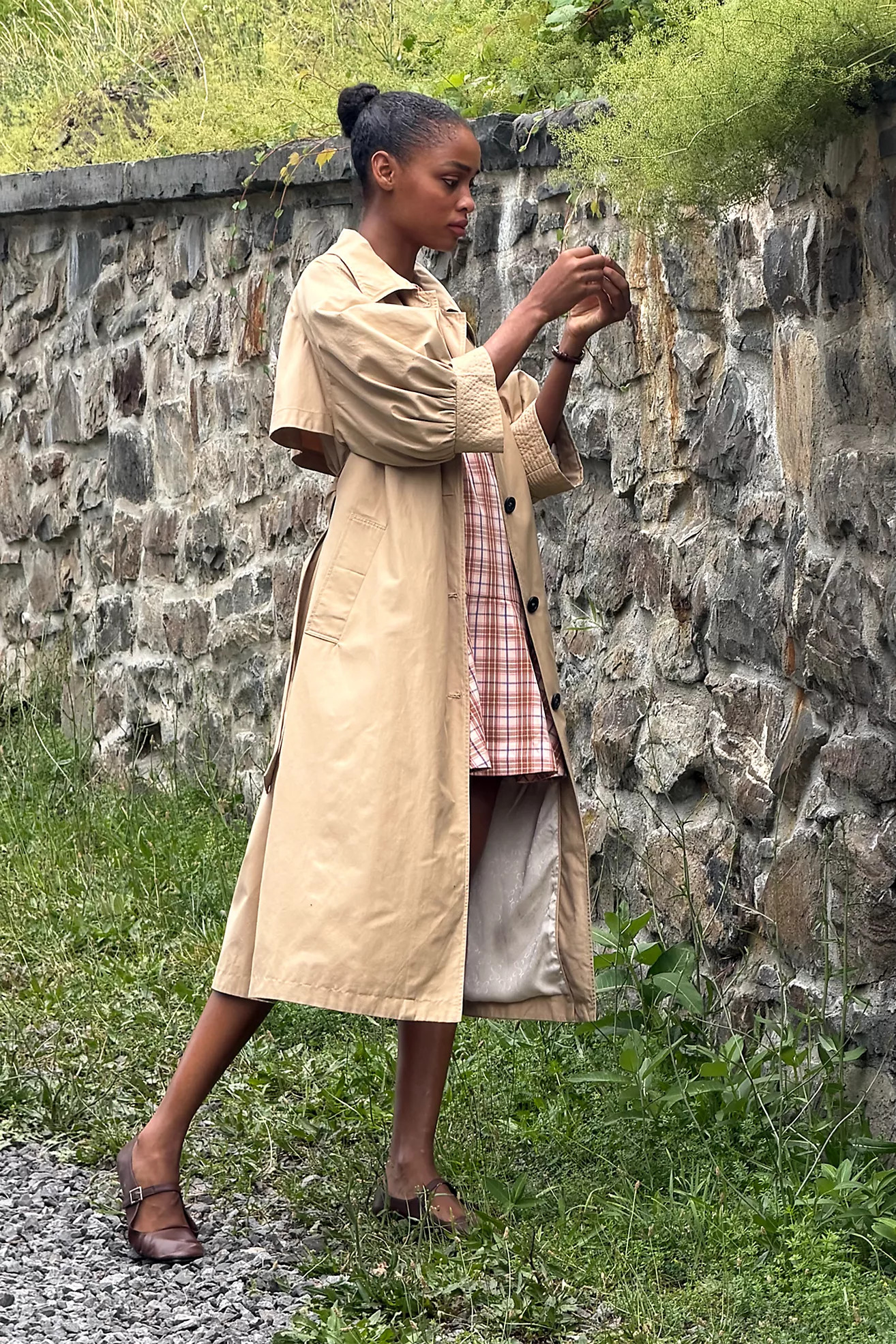 Maeve Crop-Sleeve Trench Coat | Anthropologie (US)