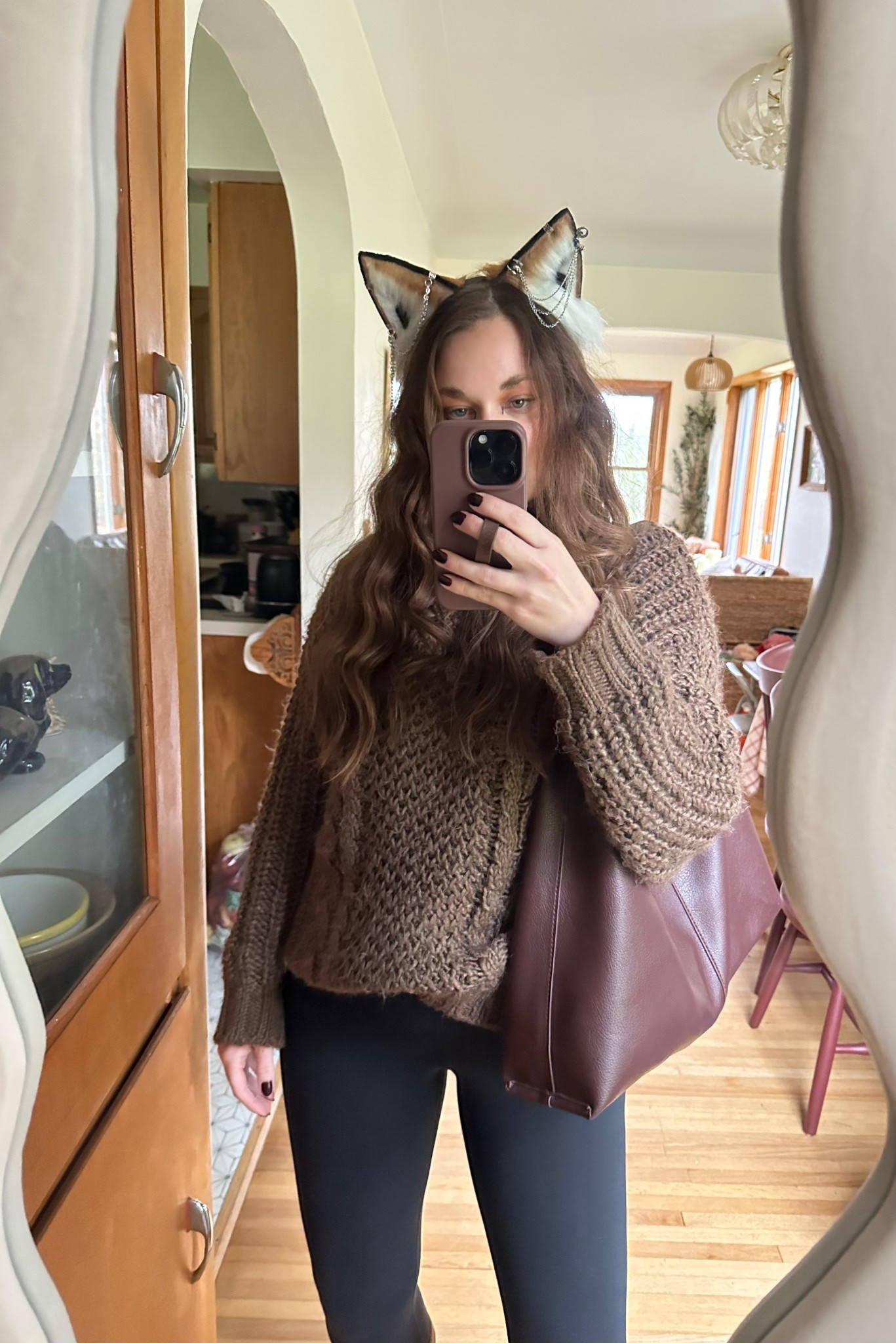 Halloween costume, Fall outfit, fox costume 
Brown cable knit sweater, Burgundy leather bag 
Fox ears, cat ears, Halloween costume ideas 

#LTKSeasonal #LTKStyleTip #LTKHalloween